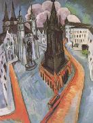 Ernst Ludwig Kirchner The Red Tower in Halle (mk09) Sweden oil painting artist